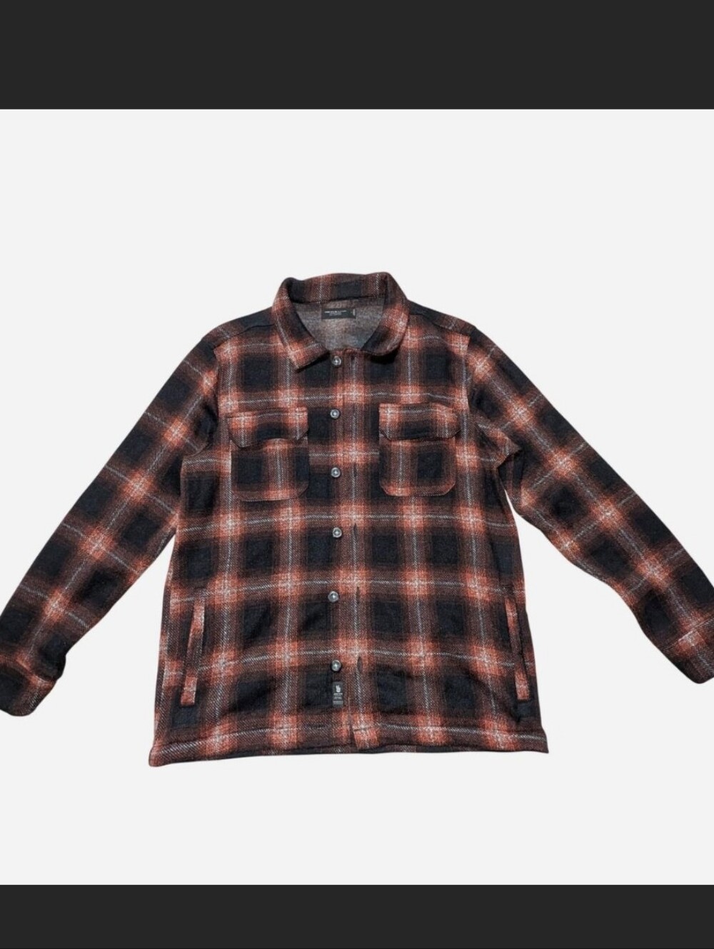 Junk Food Clothing Men's Plaid Shirt Jacket - Black & Orand